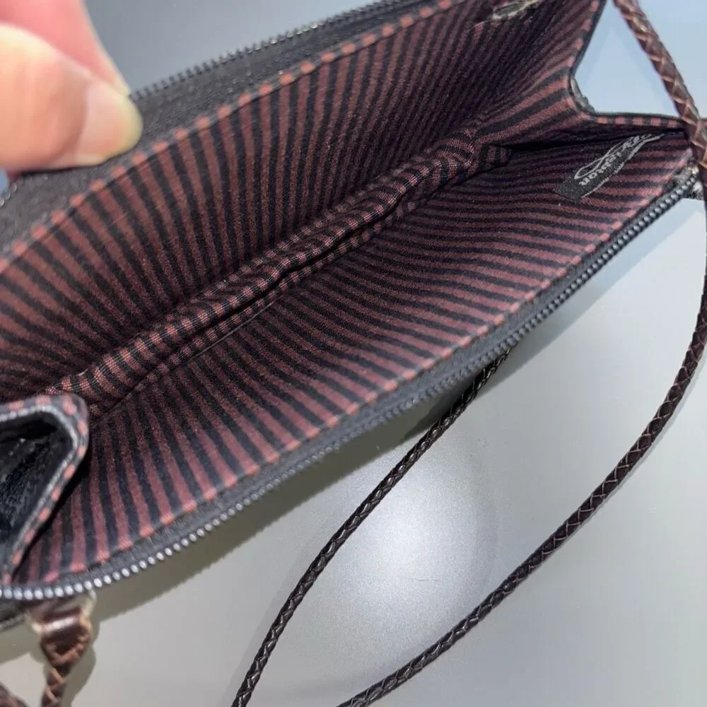 Brighton Black Brown Croc Embossed Leather Small Clutch Purse